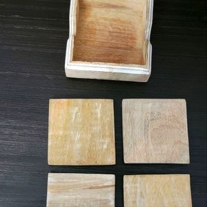 4 piece set hand made wood coaster.